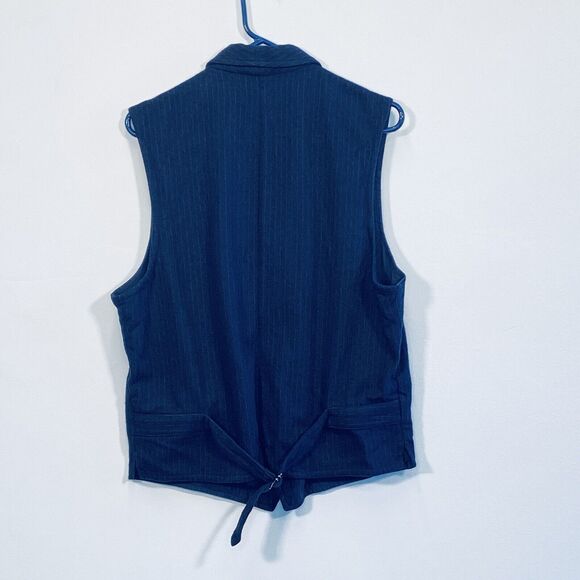 What Goes Around Comes Around VINTAGE Vest XL Blue Wool Blend Pinstripe Classic - Picture 2 of 7